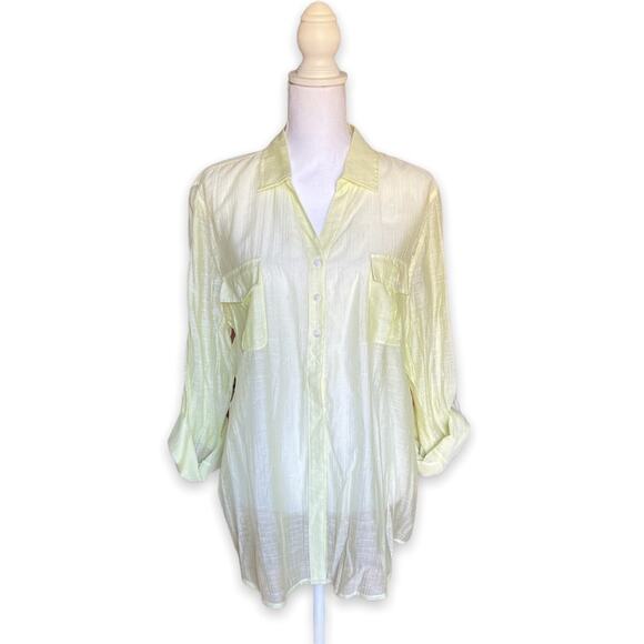 Chico's Tops - NWT- Chico’s Sheer Delight Emaline L/S Top In Soft Lime- Size 3 (XL)